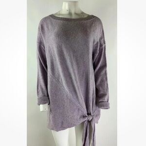 J Crew Sz M Boat Neck Tie Waist Sweater Purple Wool Acrylic Pullover Style